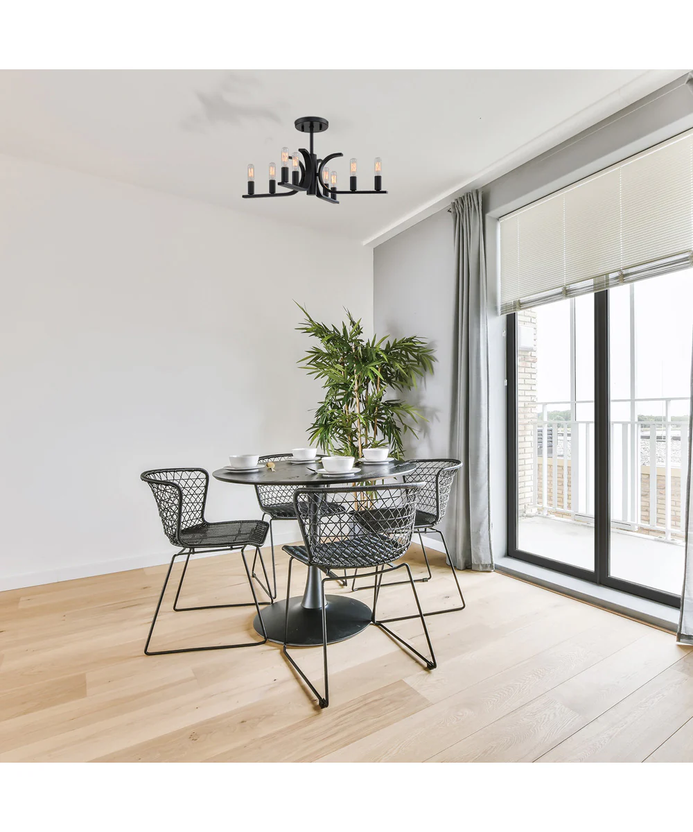 Skye 8 light Semi Flush Mount Matte Black - Image 2