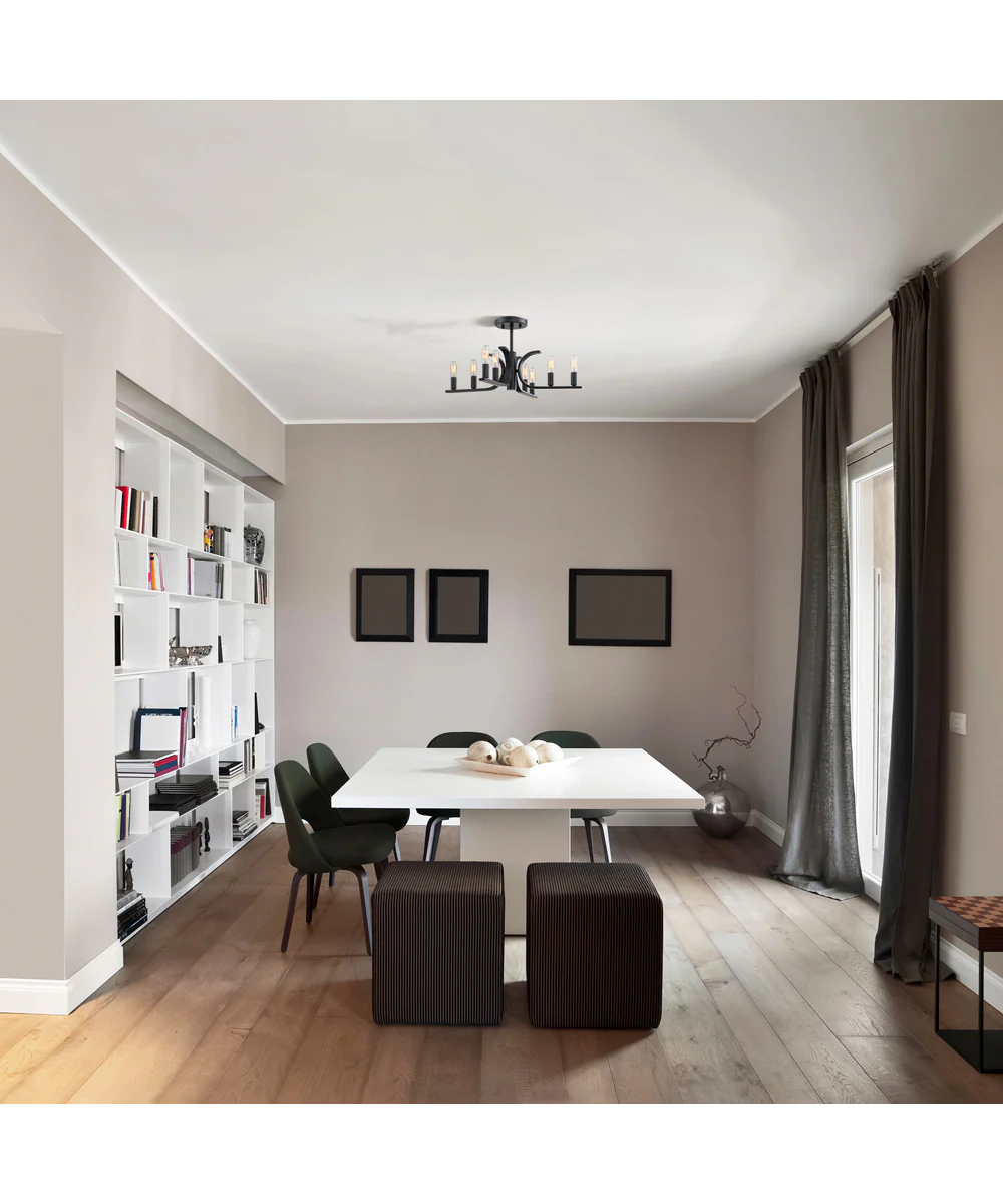 Skye 8 light Semi Flush Mount Matte Black - Image 3