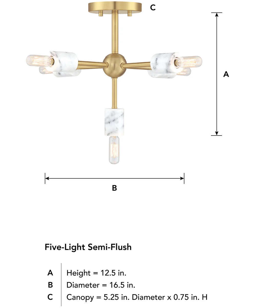 Star Dust 5 Light Semi Flush Mount Brushed Gold - Image 3