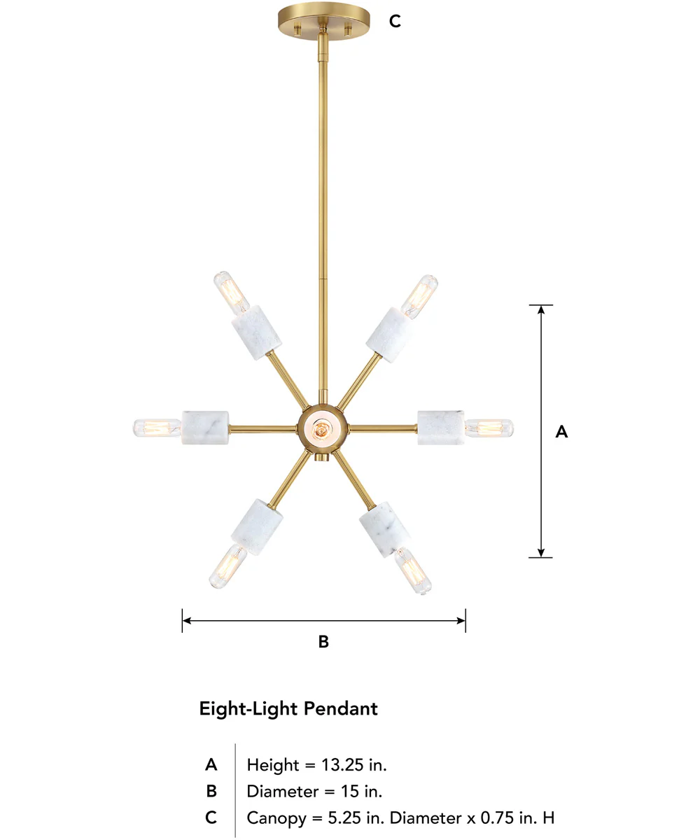Star Dust 8 Light Pendant Brushed Gold - Image 3