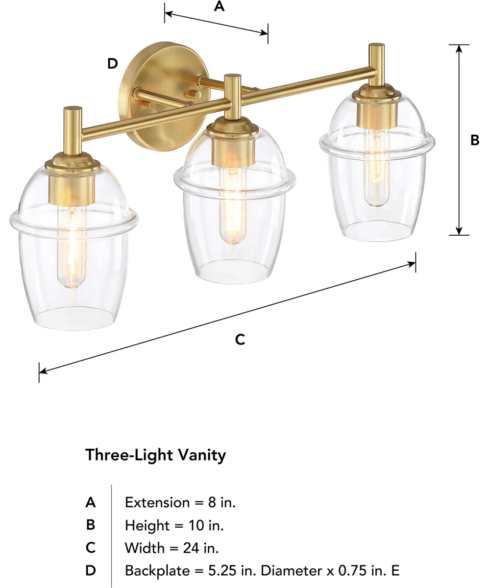 Summer Jazz 3 Light Vanity Brushed Gold - Image 3