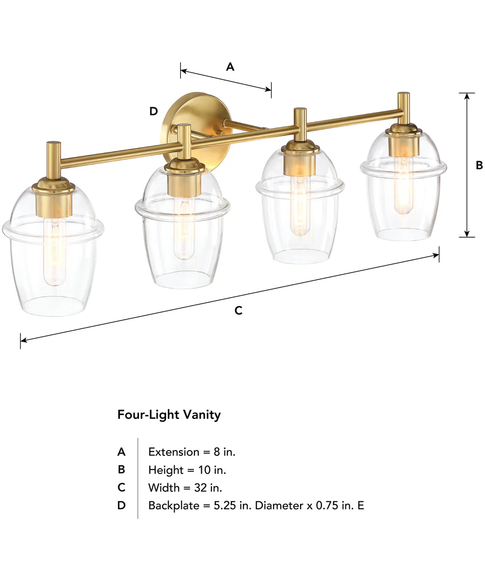 Summer Jazz 4 Light Vanity Brushed Gold - Image 3