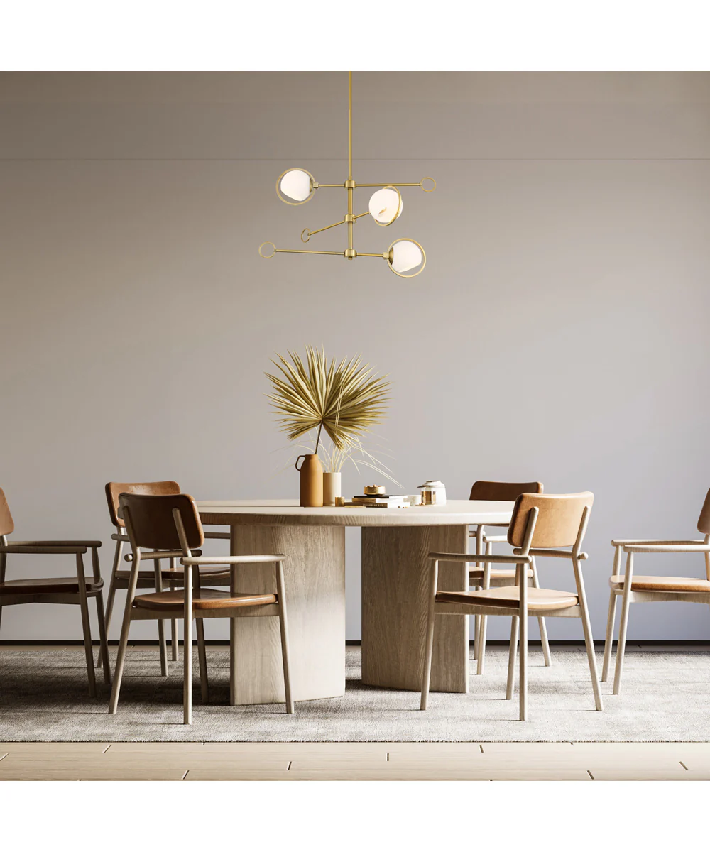 Teatro 3 Light Chandelier Brushed Gold - Image 2