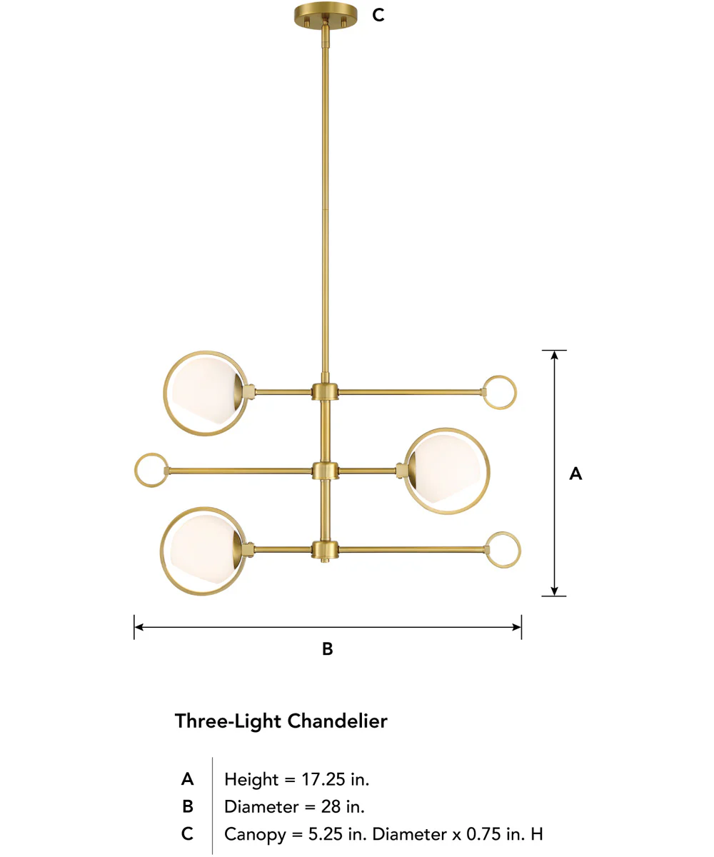 Teatro 3 Light Chandelier Brushed Gold - Image 5