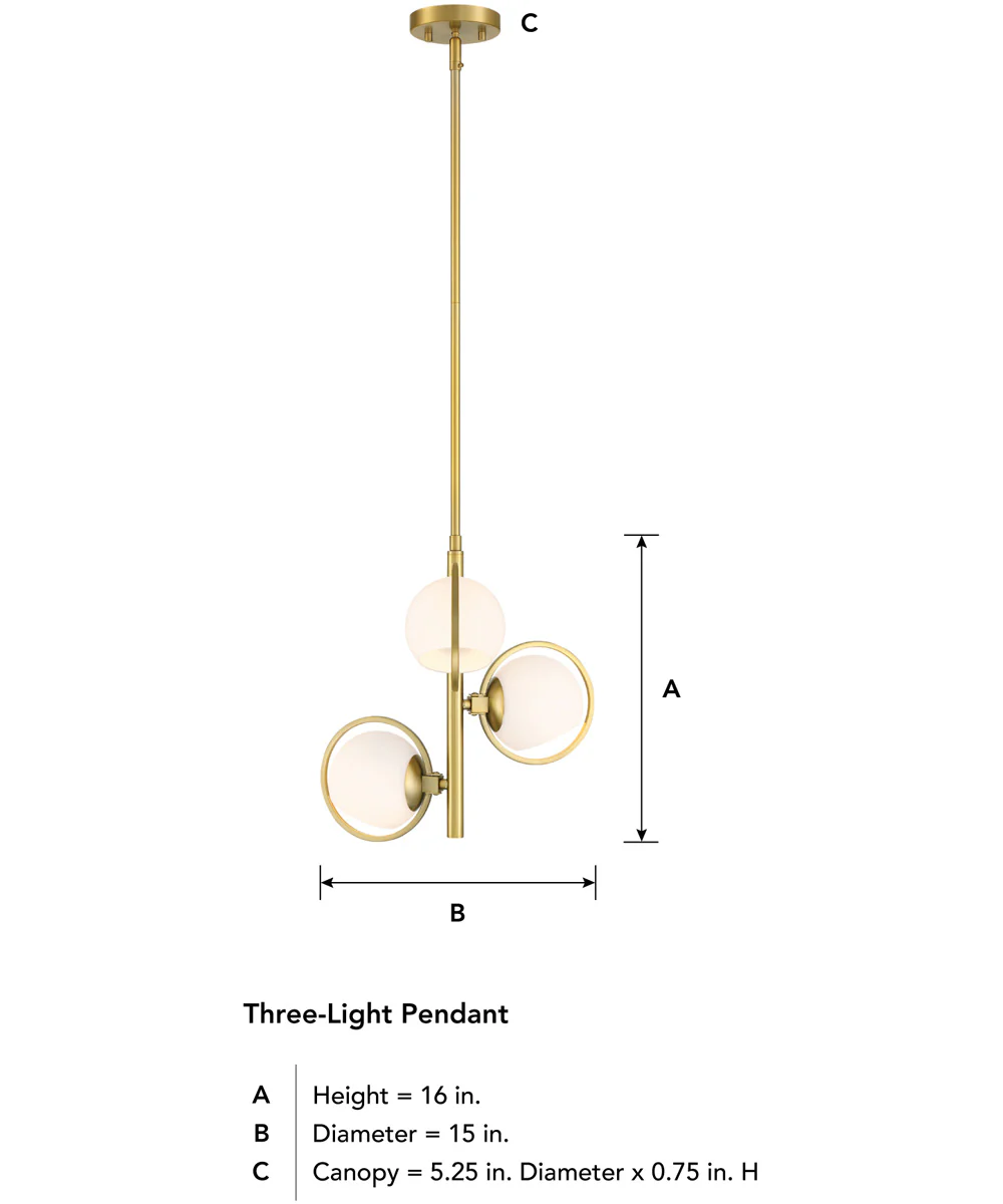Teatro 3 Light Pendant Brushed Gold - Image 5