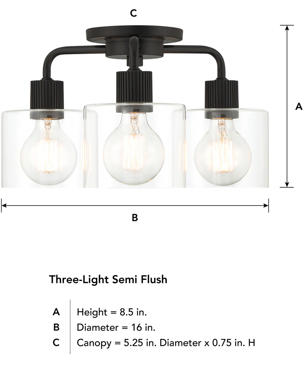 Vibrato 3 Light Semi Flush  Matte Black - Image 5