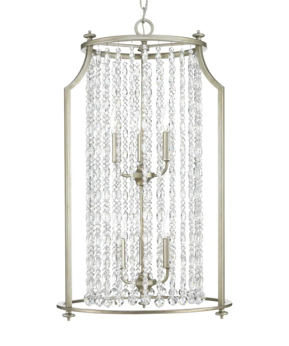 Desiree 6-Light 18"w Pendant Foyer Hanging Light Fixture Silver Ridge Grey Finish by Progress