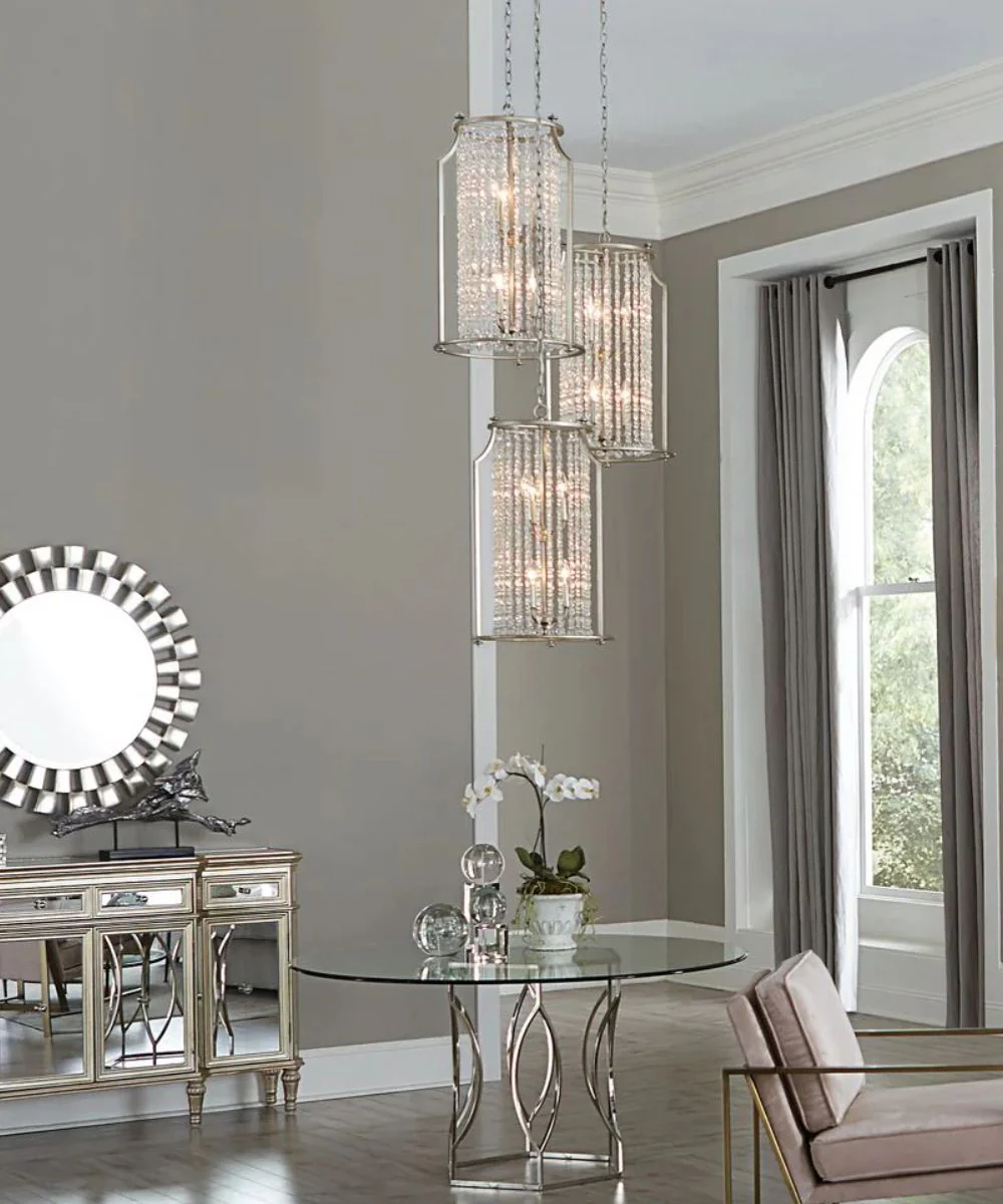 Desiree 6-Light 18"w Pendant Foyer Hanging Light Fixture Silver Ridge Grey Finish by Progress - Image 2