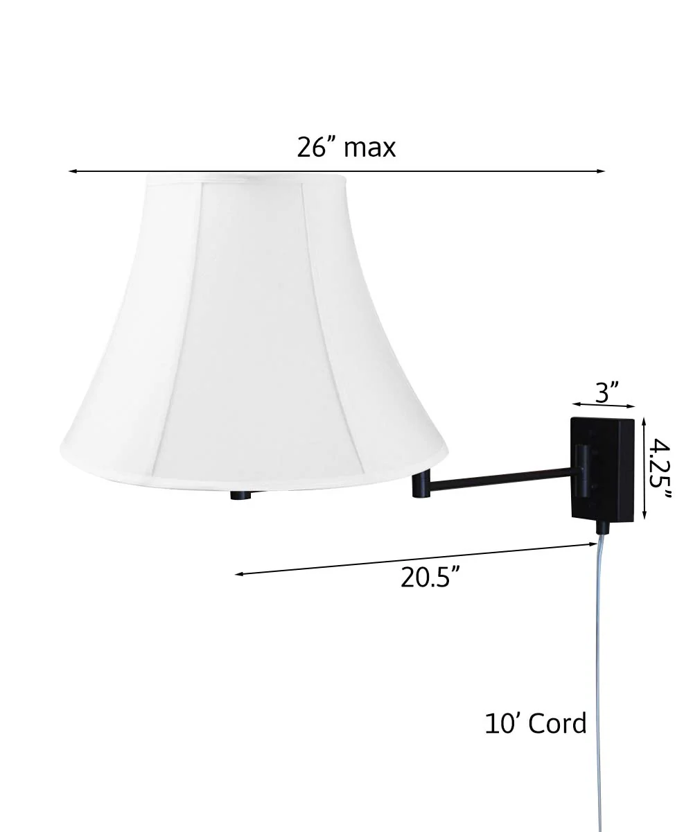 Dimmable Swing Arm Wall Light Bronze Brown Finish White Linen Lampshade - For Bedside, Living Room, Reading Chair - Image 2