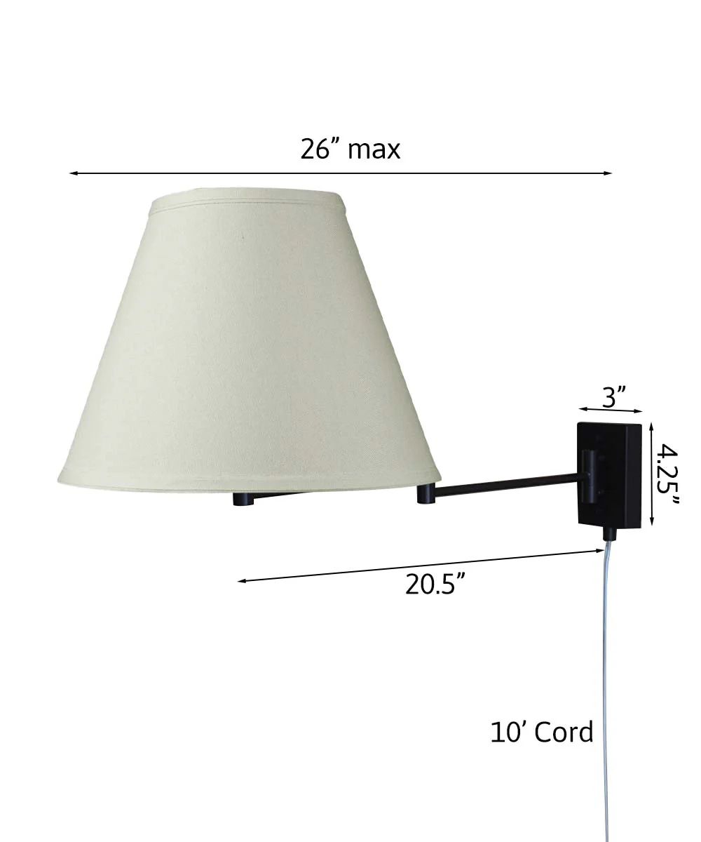 Dimmable Swing Arm Wall Light Bronze Brown Finish with Light Oatmeal Lampshade - For Bedside, Living Room, Reading Chair - Image 2