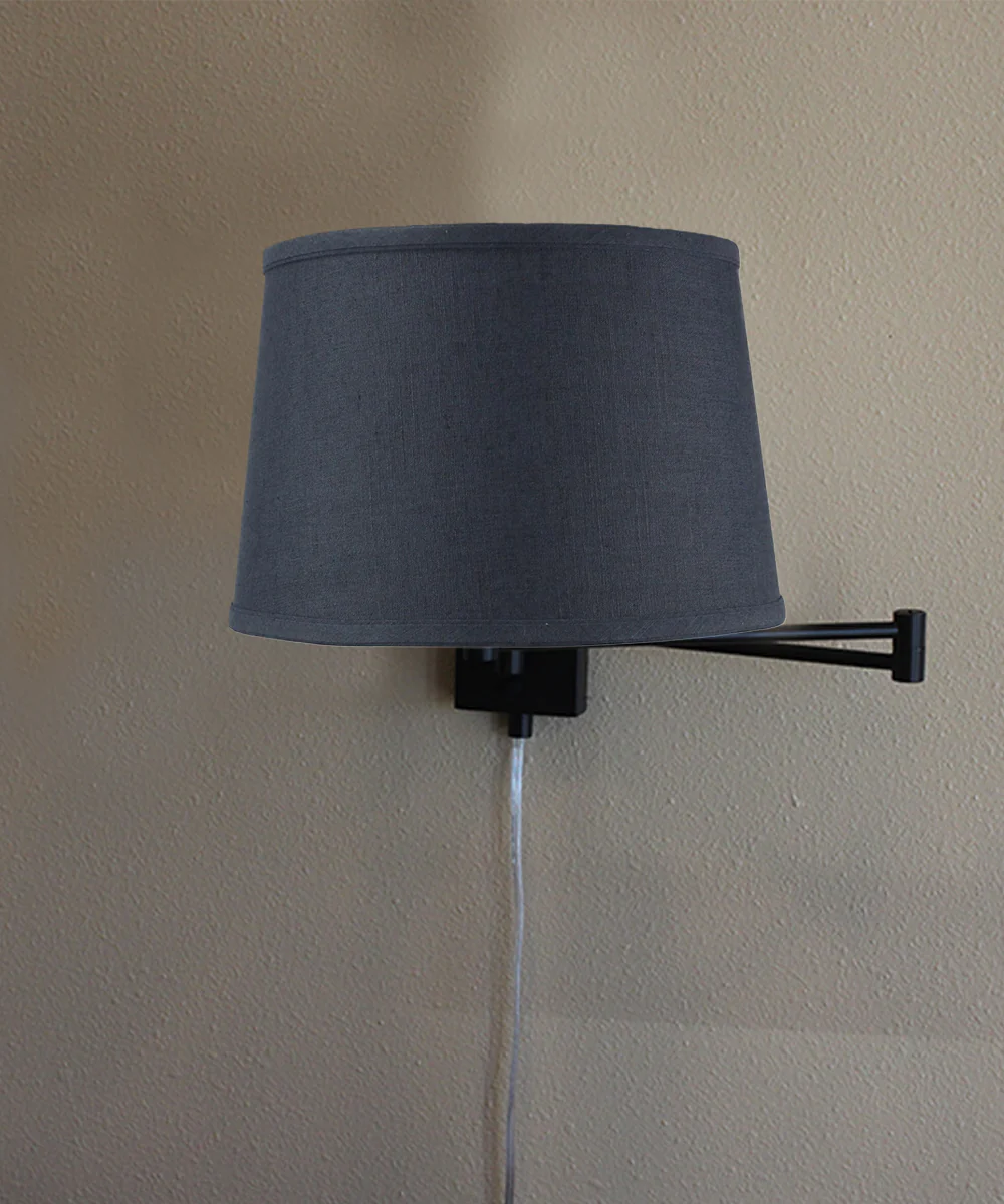Dimmable Swing Arm Wall Light Bronze Brown Finish with Textured Slate Lampshade - For Bedside, Living Room, Reading Chair - Image 3
