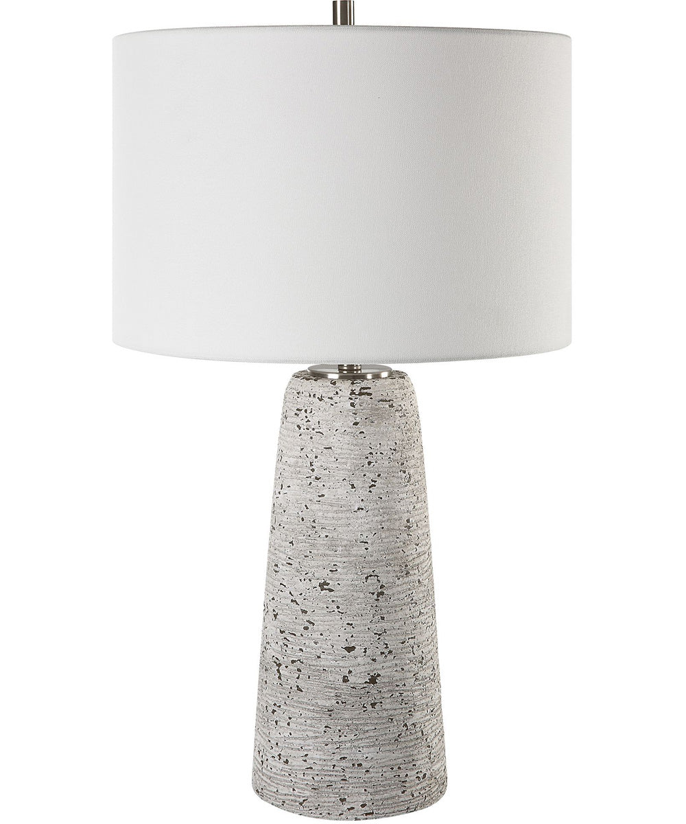 Distressed Ceramic Tapered Table Lamp with White Linen - Image 4