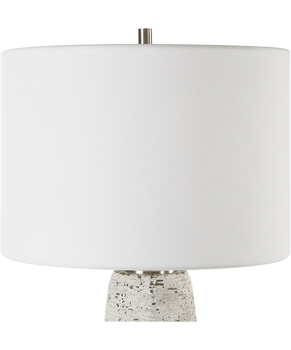 Distressed Ceramic Tapered Table Lamp with White Linen - Image 5
