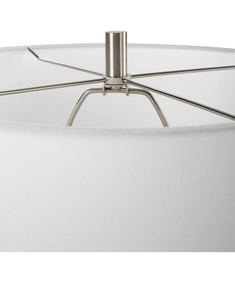 Distressed Ceramic Tapered Table Lamp with White Linen - Image 6