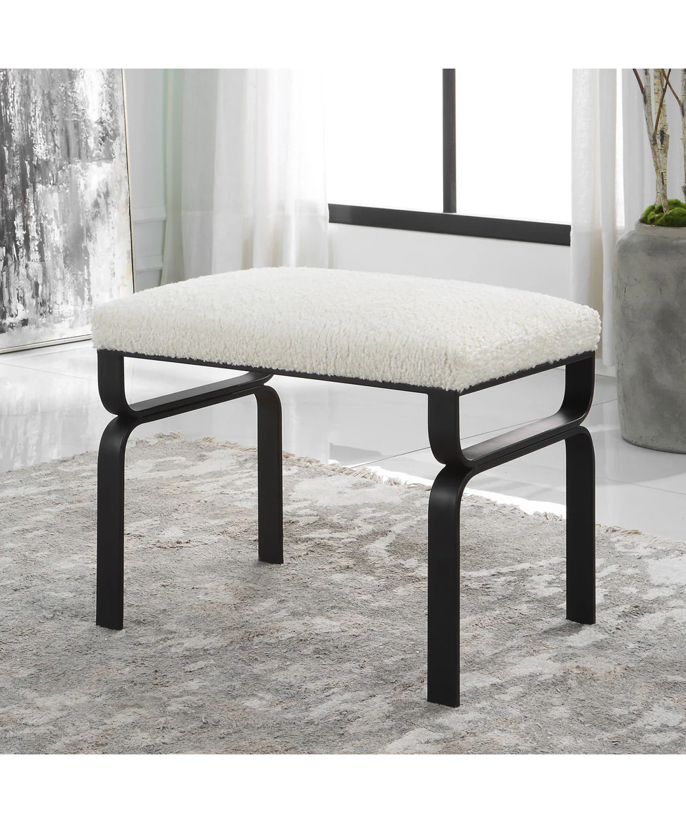 Diverge White Shearling Small Bench - Image 2