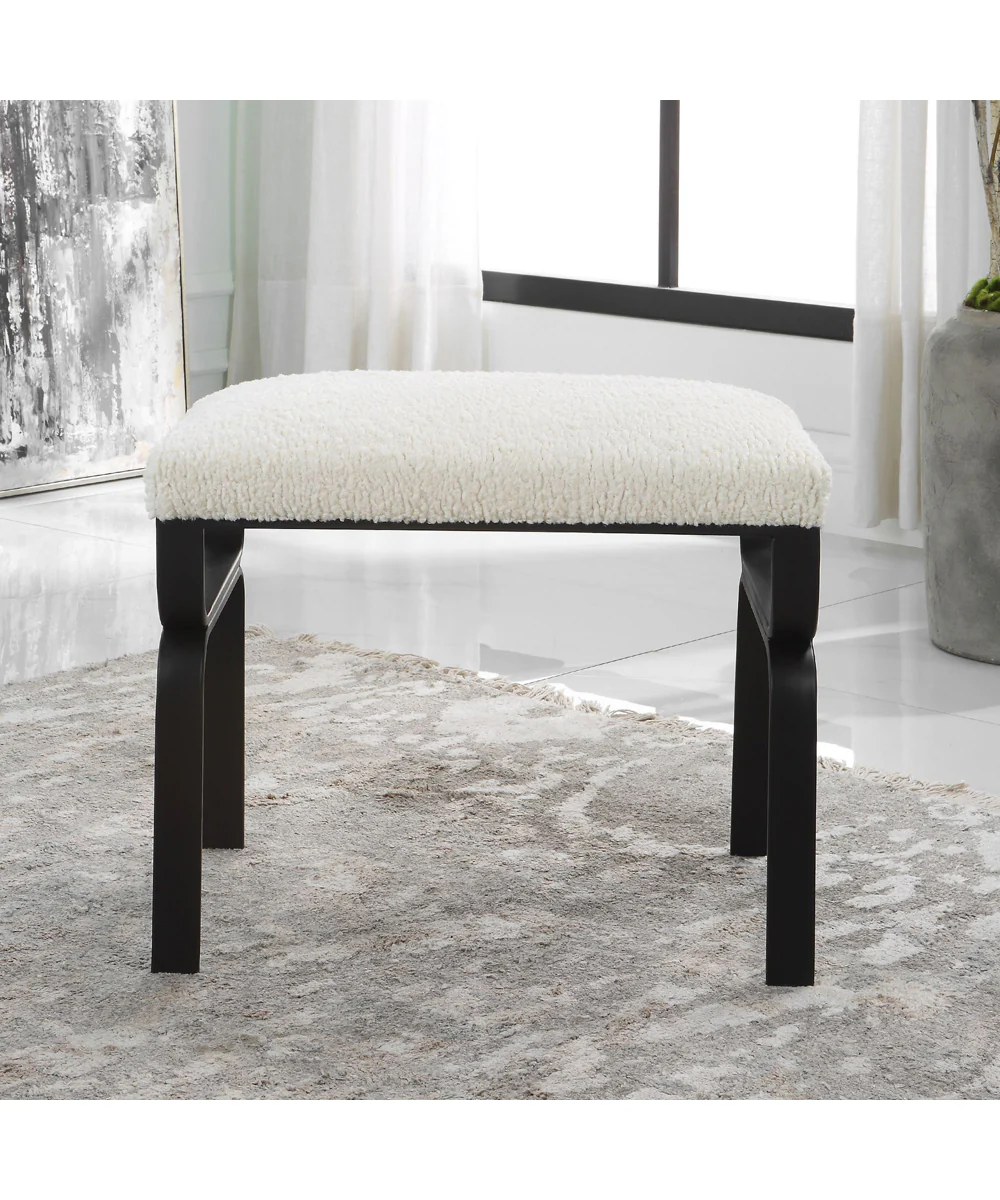 Diverge White Shearling Small Bench - Image 3