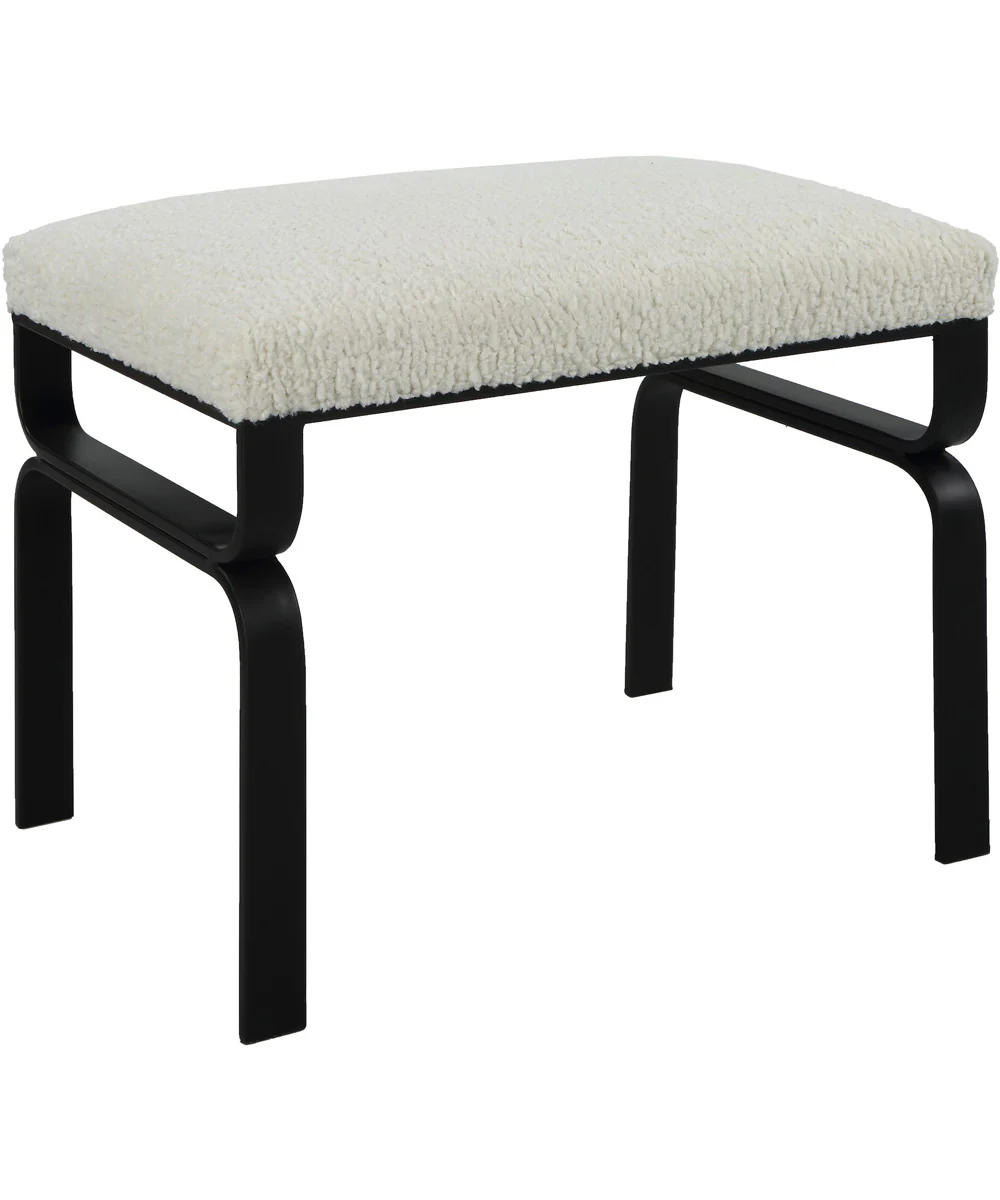 Diverge White Shearling Small Bench - Image 4
