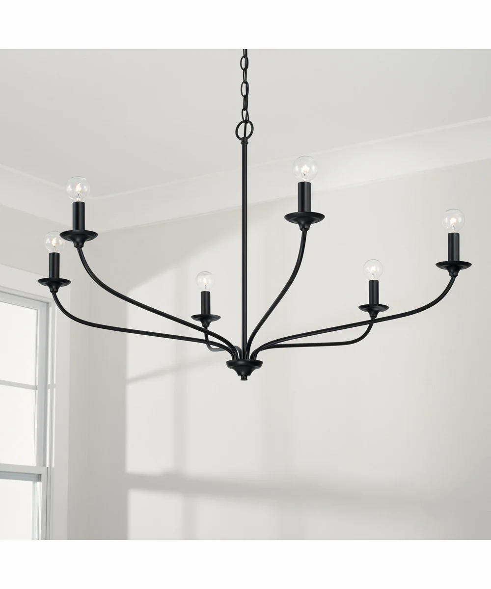 Dolan 6-Light Chandelier Matte Black - Image 2