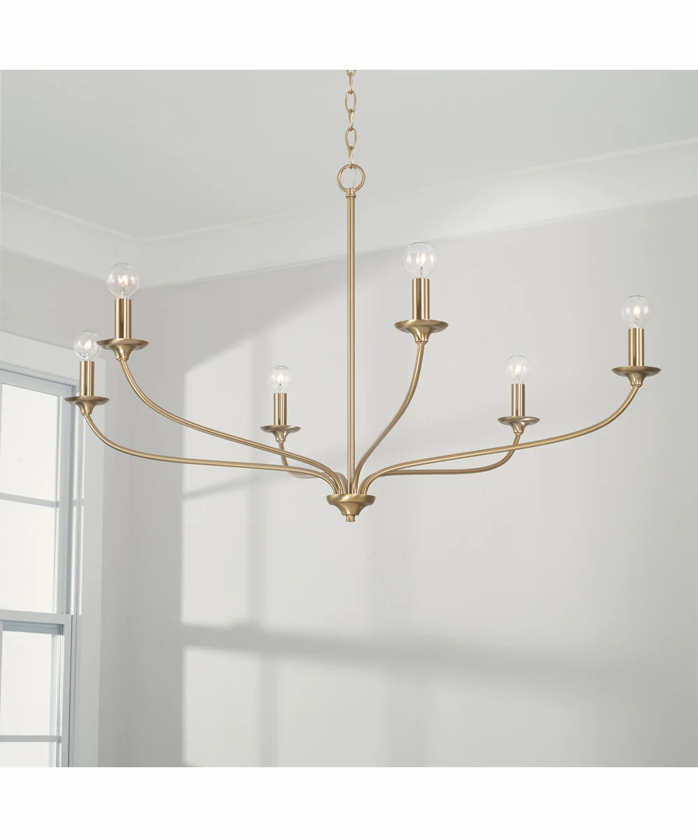 Dolan 6-Light Chandelier Matte Brass - Image 2