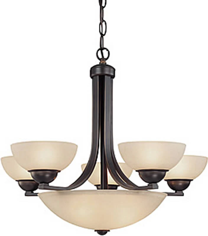26"w Fireside 8-Light Bowl Chandelier Bolivian