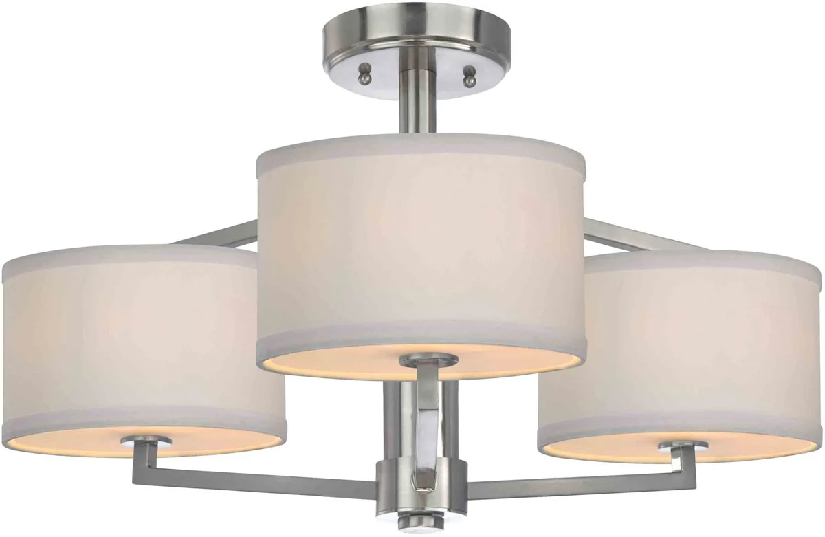 24"w Monaco 3-Light Semi-Flush Satin Nickel - Image 2