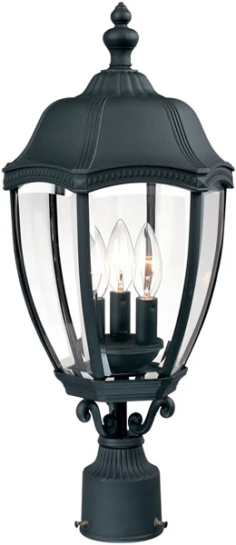 22"h Roseville 3-Light Outdoor Post Lantern Black - Image 2