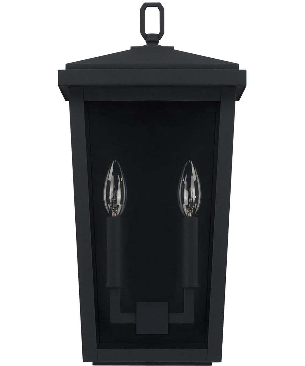 Donnelly 2-Light Outdoor Wall Mount Rain or Shine - Black with Clear Glass