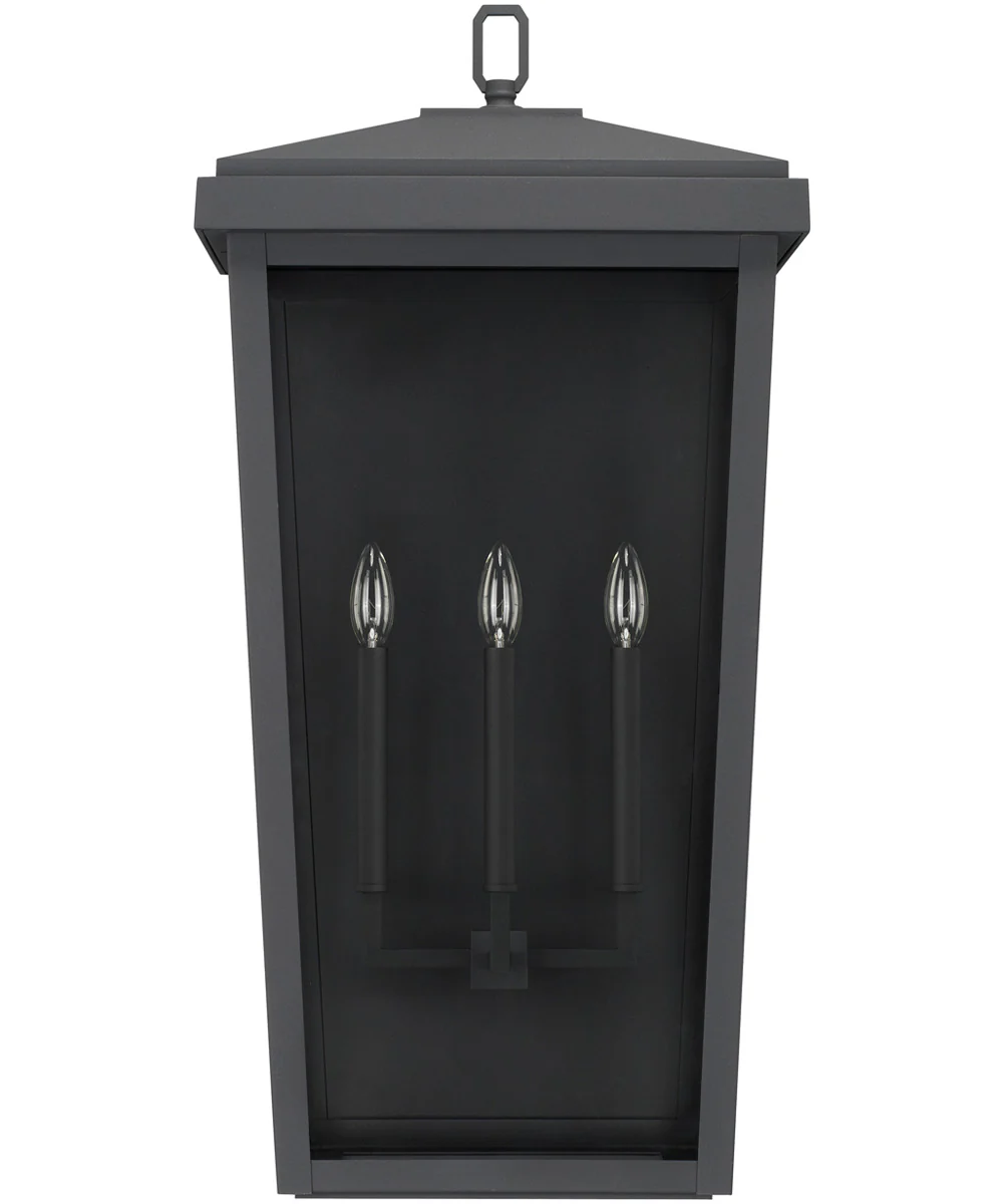 Donnelly 3-Light Outdoor Wall Mount Rain or Shine - Black with Clear Glass