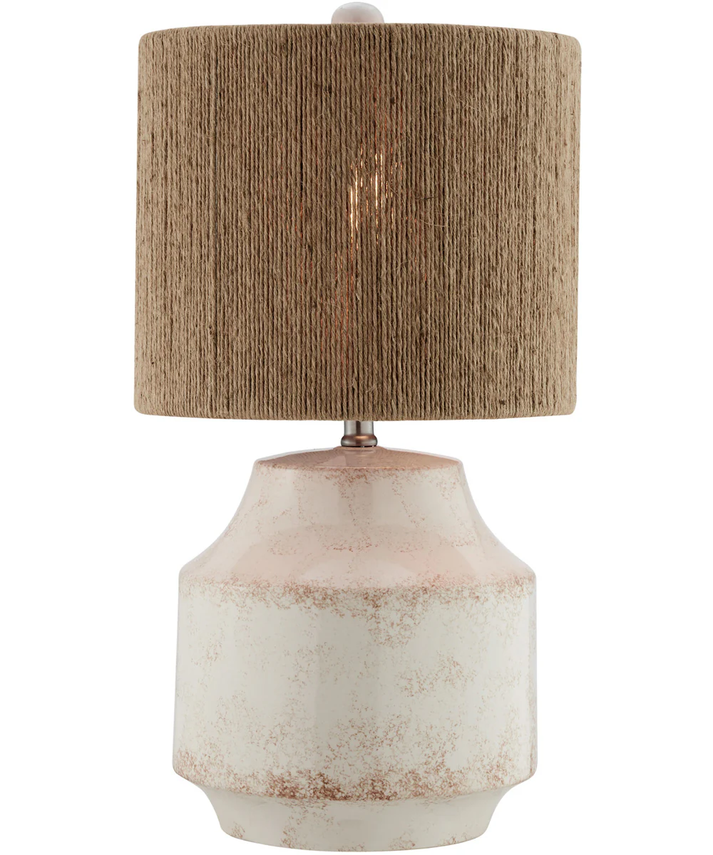 Donnie 1-Light Table Lamp Aged White Ceramichrome/ Rope Fabric Shade