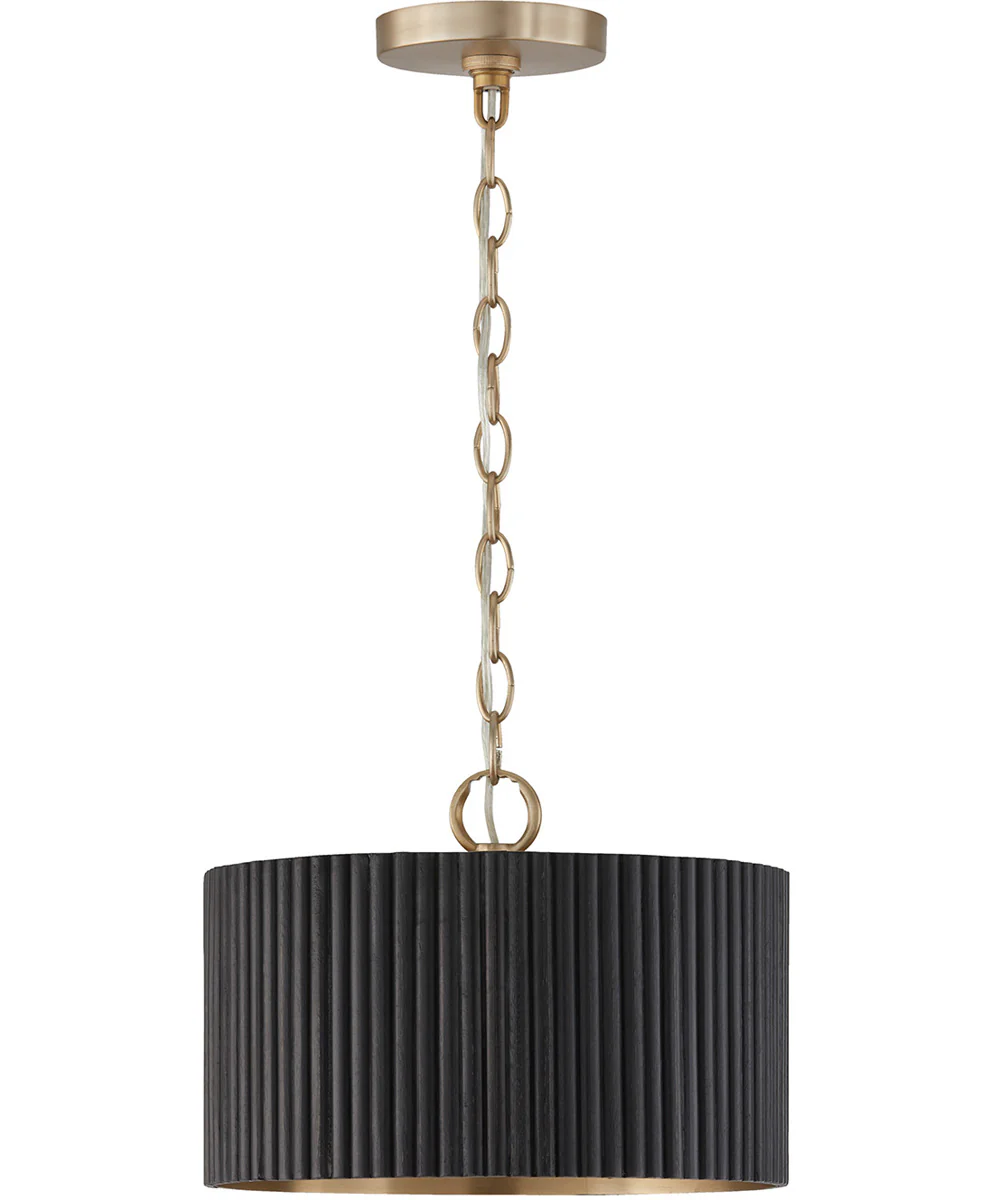 Donovan 1-Light Semi-Flush Black Stain and Matte Brass - Image 2