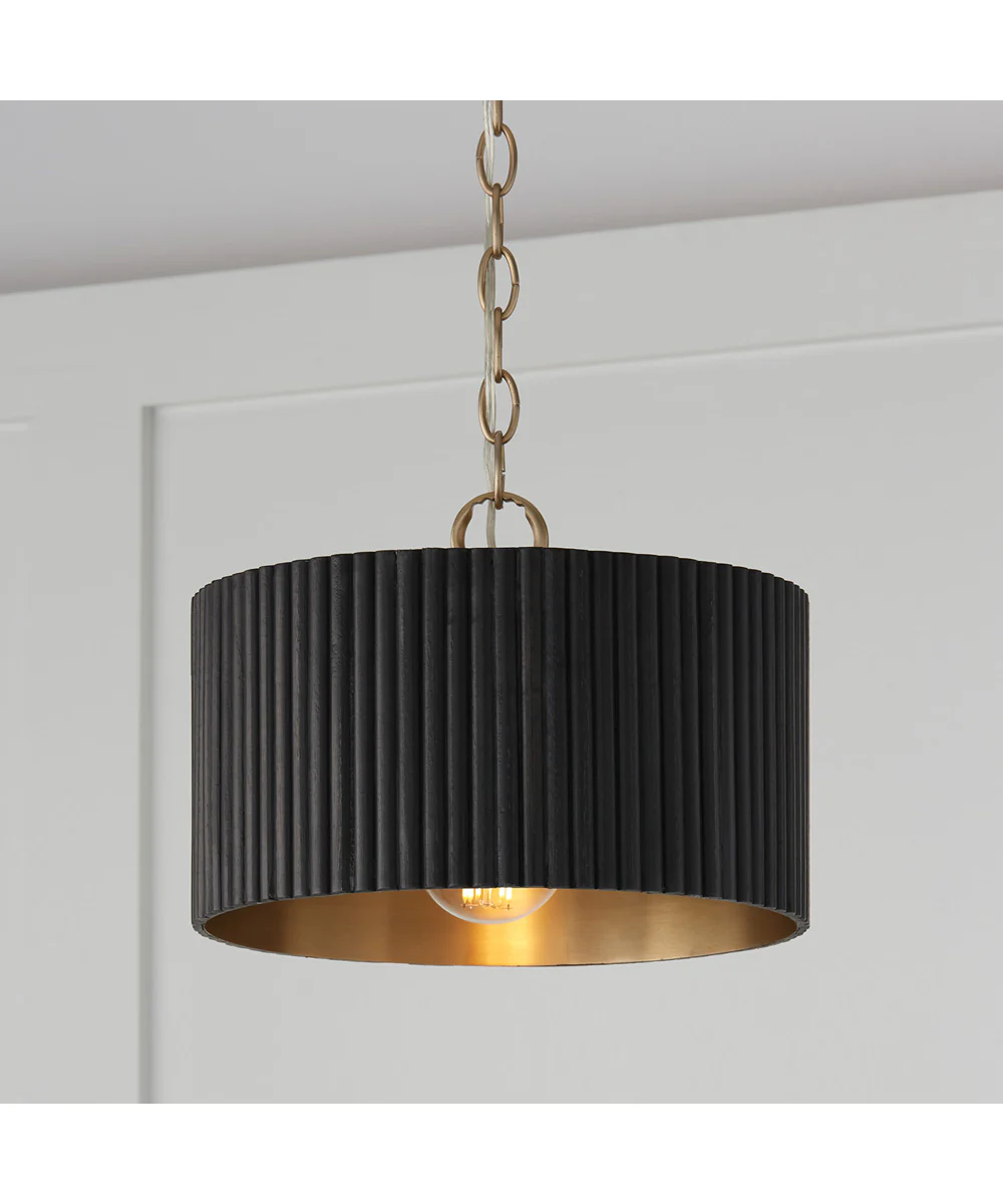 Donovan 1-Light Semi-Flush Black Stain and Matte Brass - Image 3