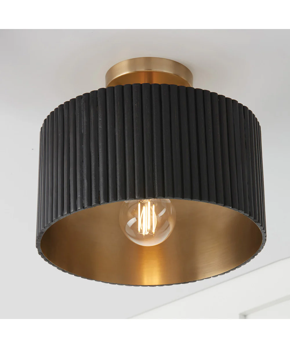 Donovan 1-Light Semi-Flush Black Stain and Matte Brass - Image 5