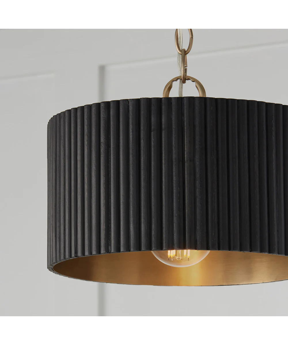 Donovan 1-Light Semi-Flush Black Stain and Matte Brass - Image 6