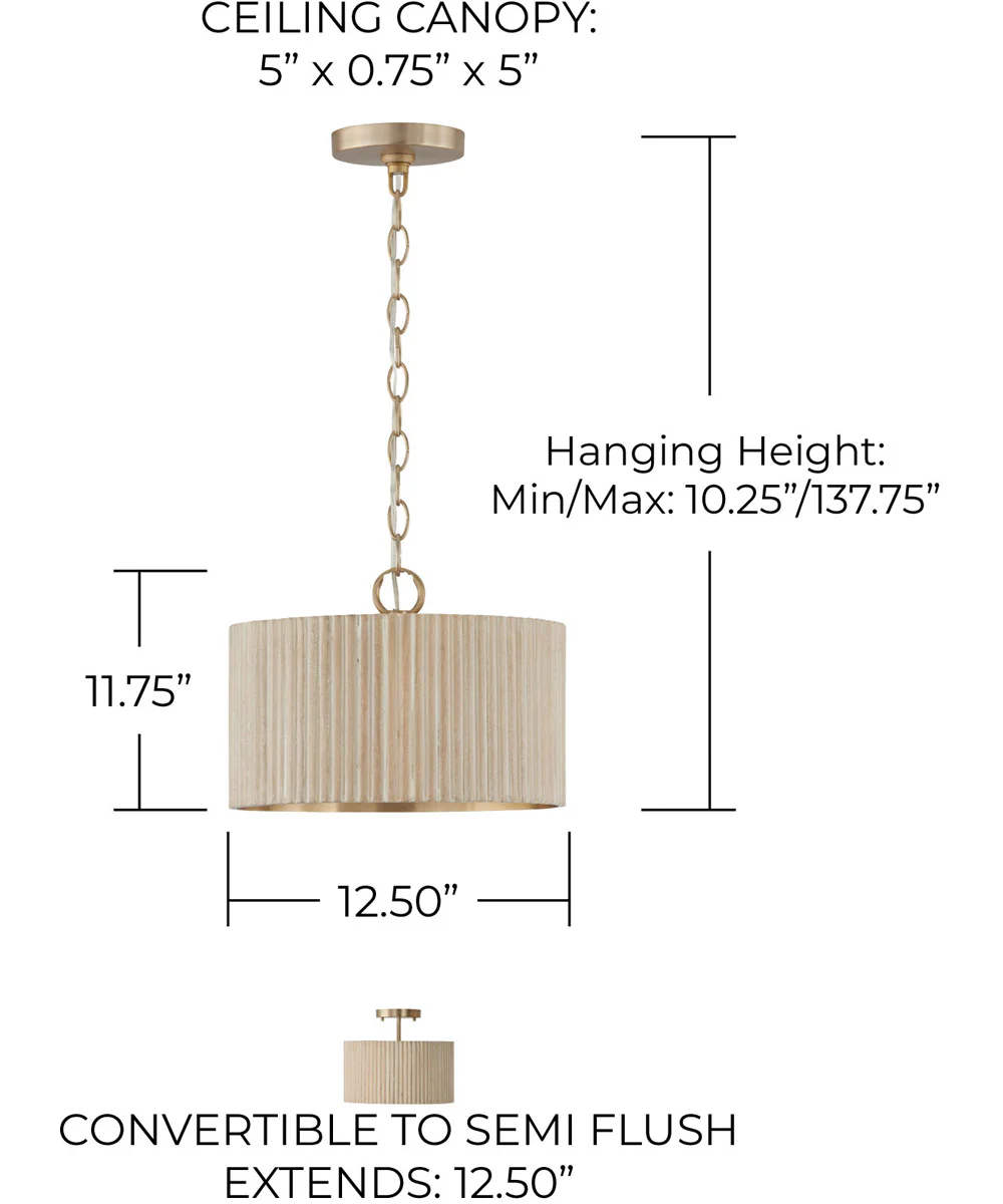 Donovan 1-Light Semi-Flush Ivory Wash and Matte Brass - Image 5