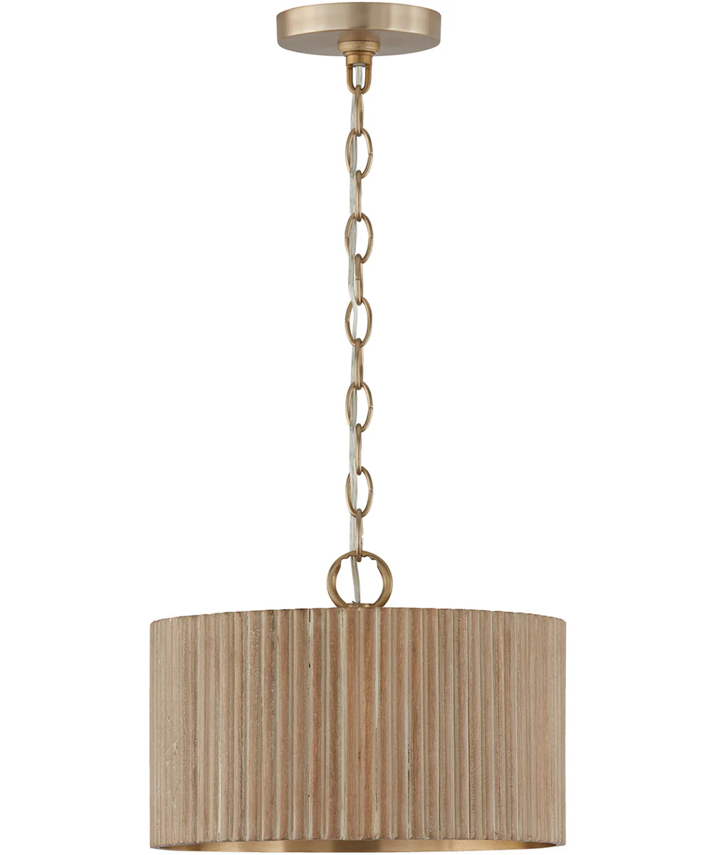 Donovan 1-Light Semi-Flush White Wash and Matte Brass - Image 2