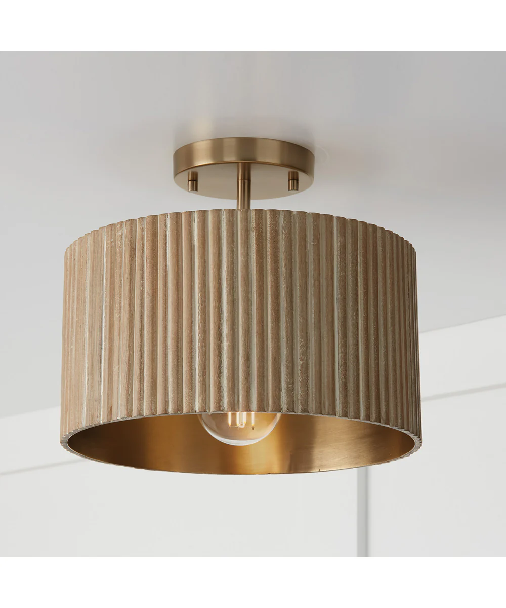 Donovan 1-Light Semi-Flush White Wash and Matte Brass - Image 3