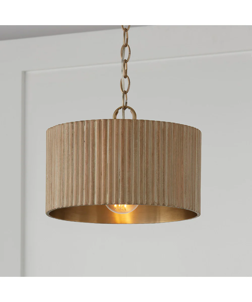 Donovan 1-Light Semi-Flush White Wash and Matte Brass - Image 4