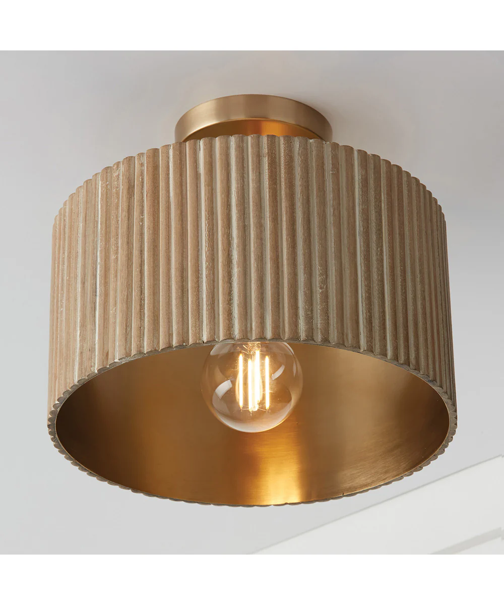 Donovan 1-Light Semi-Flush White Wash and Matte Brass - Image 5