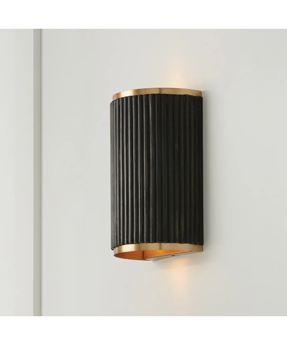 Donovan 2-Light Sconce Black Stain and Matte Brass - Image 2