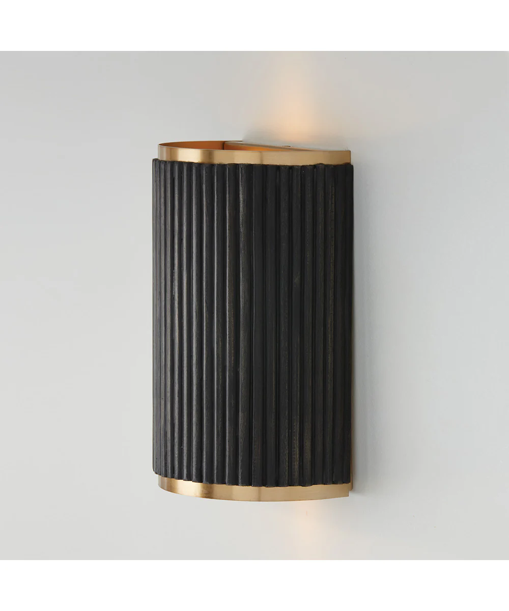 Donovan 2-Light Sconce Black Stain and Matte Brass - Image 3