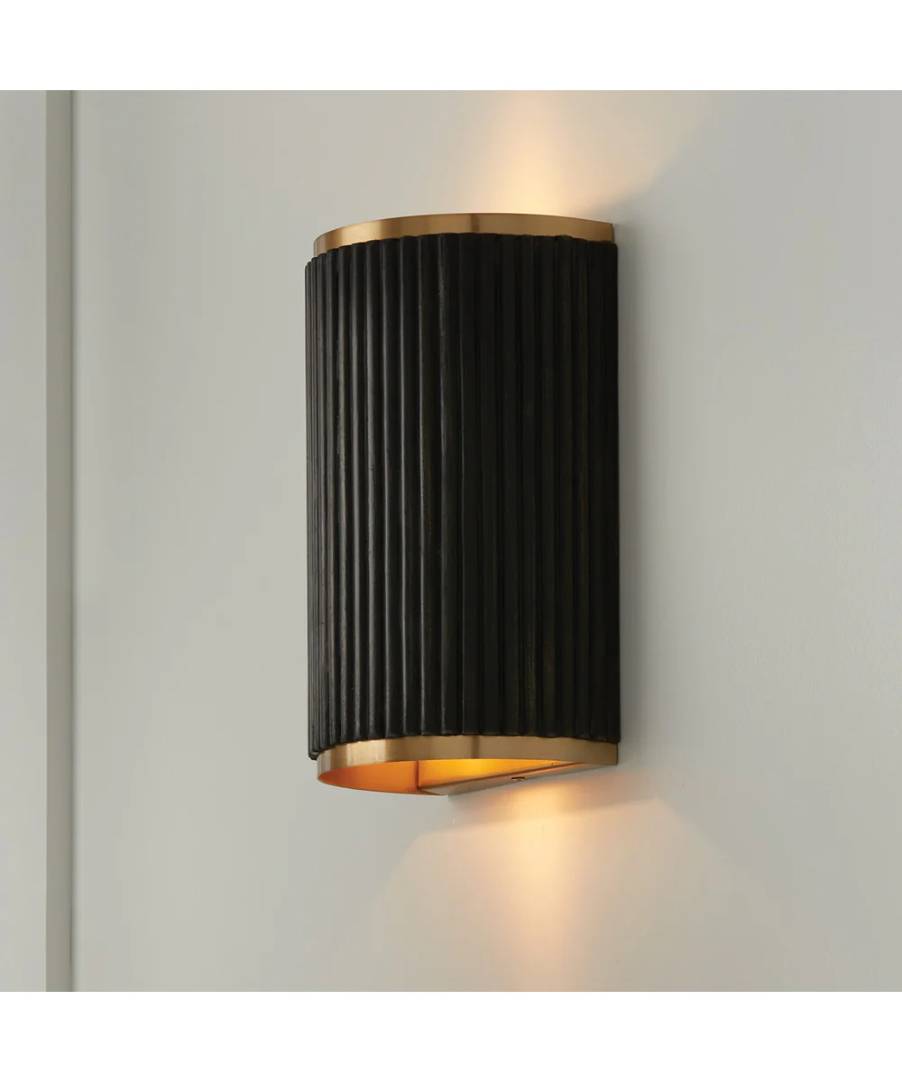 Donovan 2-Light Sconce Black Stain and Matte Brass - Image 5
