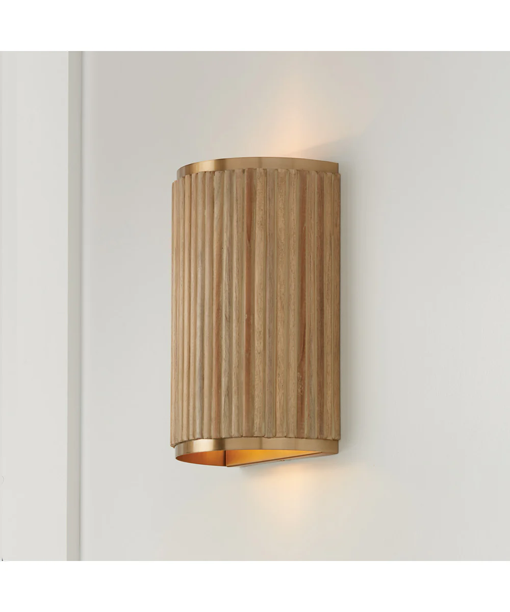 Donovan 2-Light Sconce White Wash and Matte Brass - Image 2