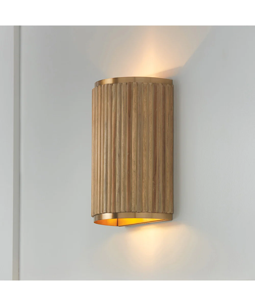 Donovan 2-Light Sconce White Wash and Matte Brass - Image 5