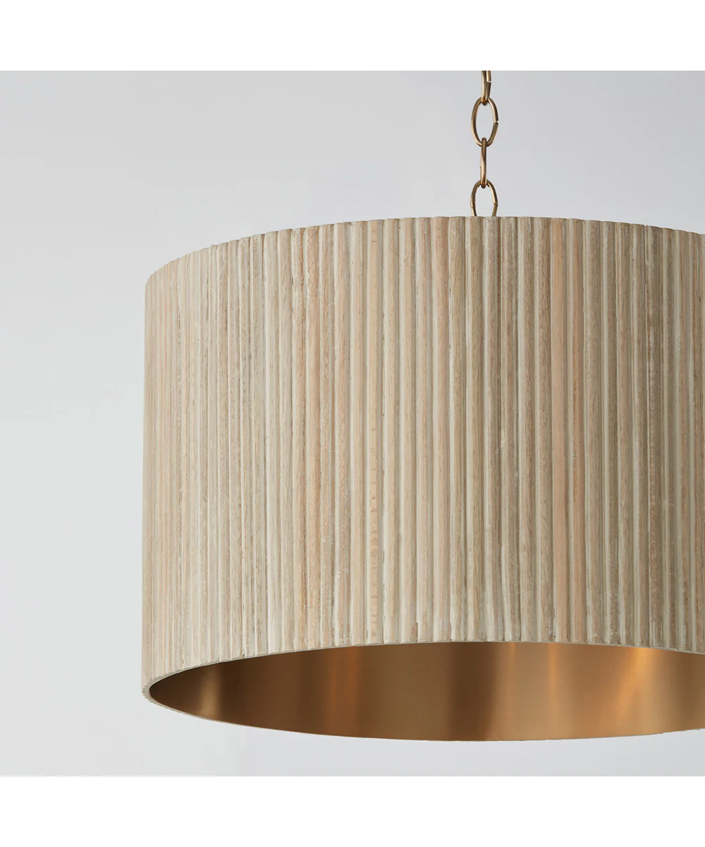 Donovan 3-Light Pendant Ivory Wash and Matte Brass - Image 2