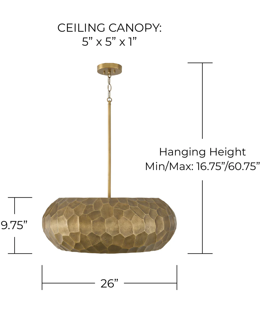 Dorian 4-Light Pendant Burnished Patinaed Brass - Image 5
