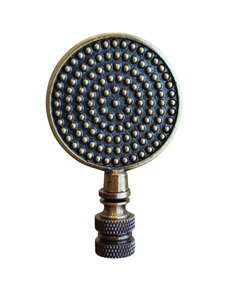 Dotted Medallion Decorative Lamp Finial Antique Brass, 3"h