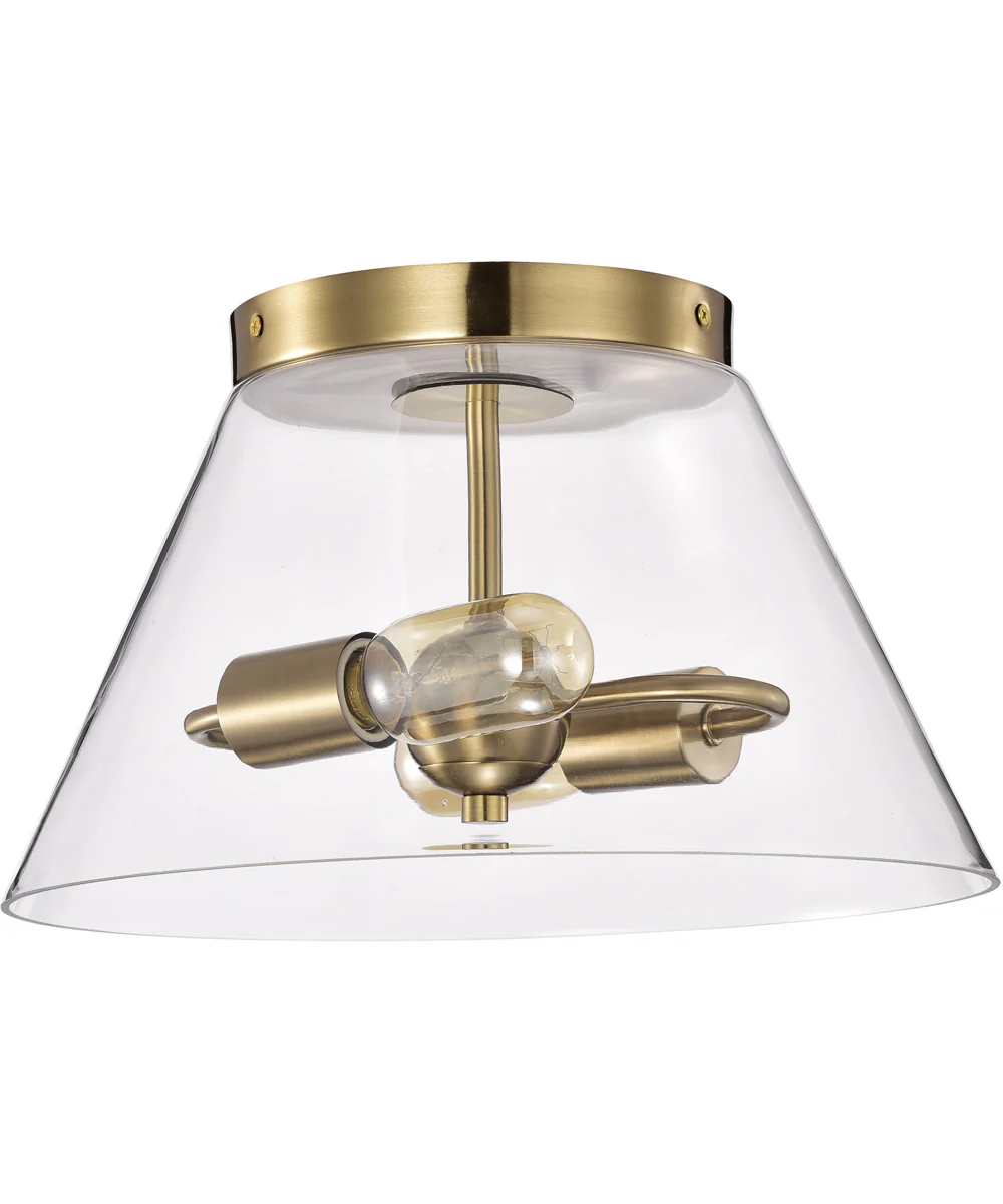 Dover 2-Light Close-to-Ceiling Vintage Brass