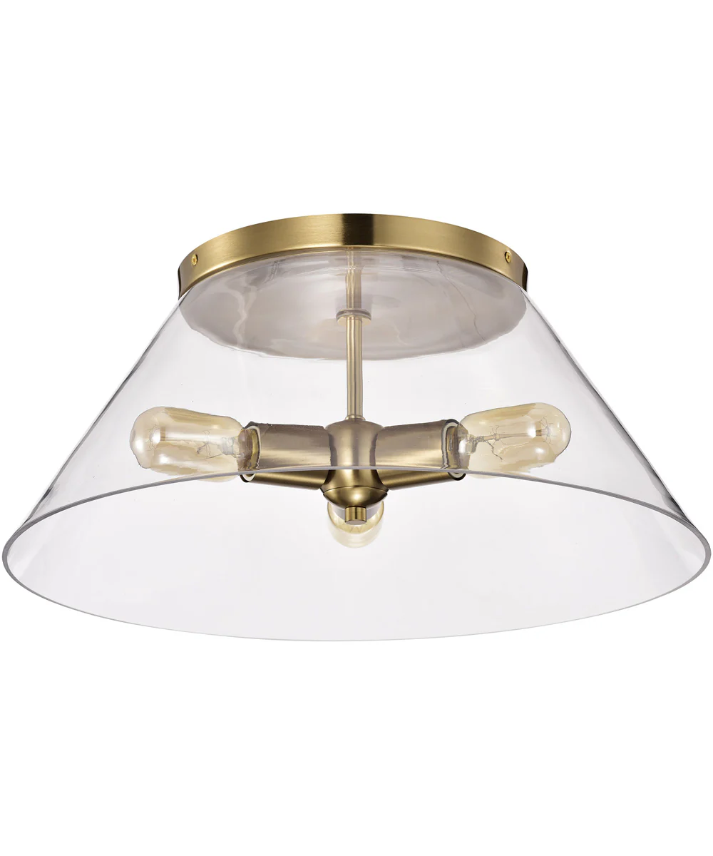 Dover 3-Light Close-to-Ceiling Vintage Brass