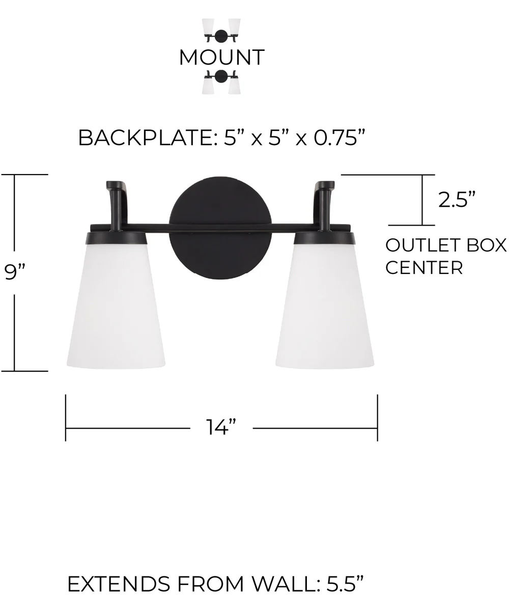Drake 2-Light Vanity Matte Black - Image 5