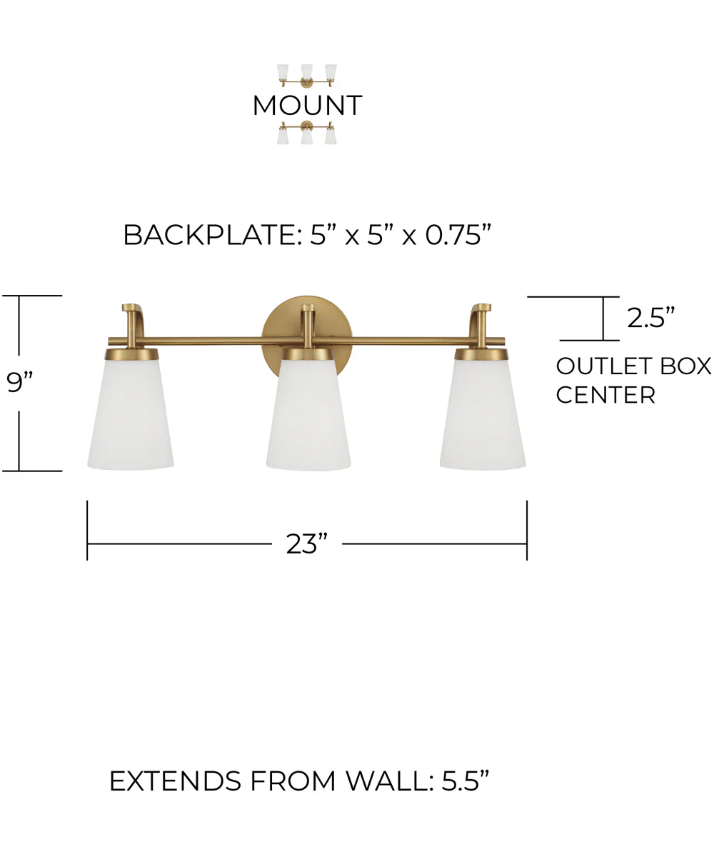Drake 3-Light Vanity Aged Brass - Image 6